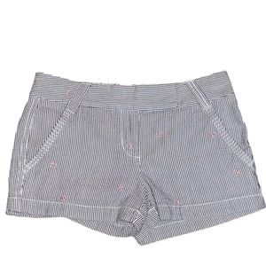 J. Crew Seersucker City Fit Shorts W/Pink Embroidered Anchors Size 0 Y2K Preppy